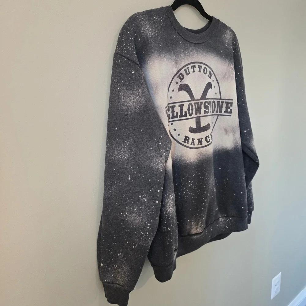 Yellowstone Dutton Ranch Bleached Sweatshirt Gray XL Flex Fleece - Picture 3 of 6